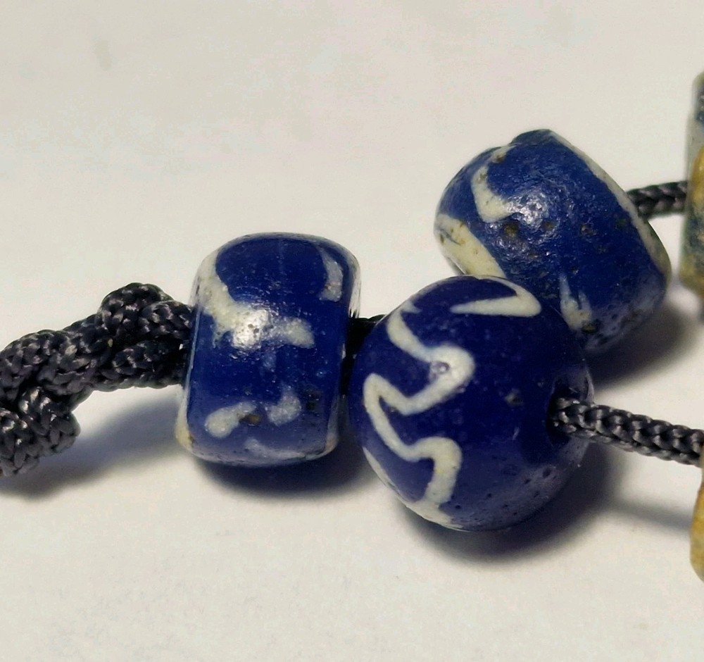 8 ANCIENT RARE BLUE MOSAIC GLASS BEADS