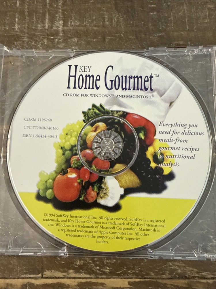 Key Home Gourmet Recipes Software PC Cd Rom