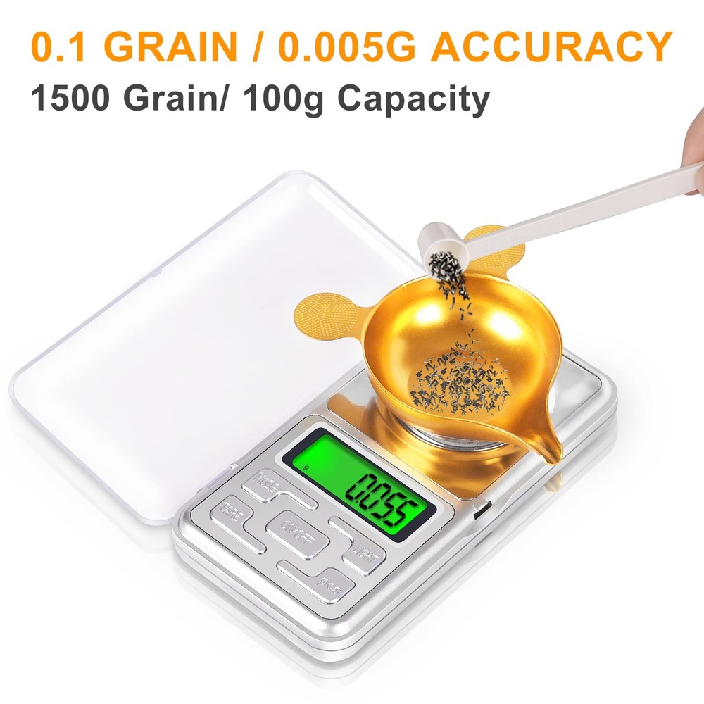 THINKSCALE Digital Reloading Scale 1500 Grain / 0.1gn with LCD Display Green