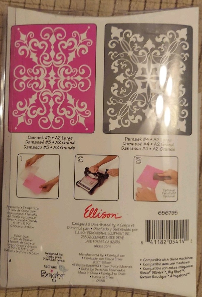 Sizzix Embossing Folders A2 Damask #3 & Damask #4 2 Folder Set