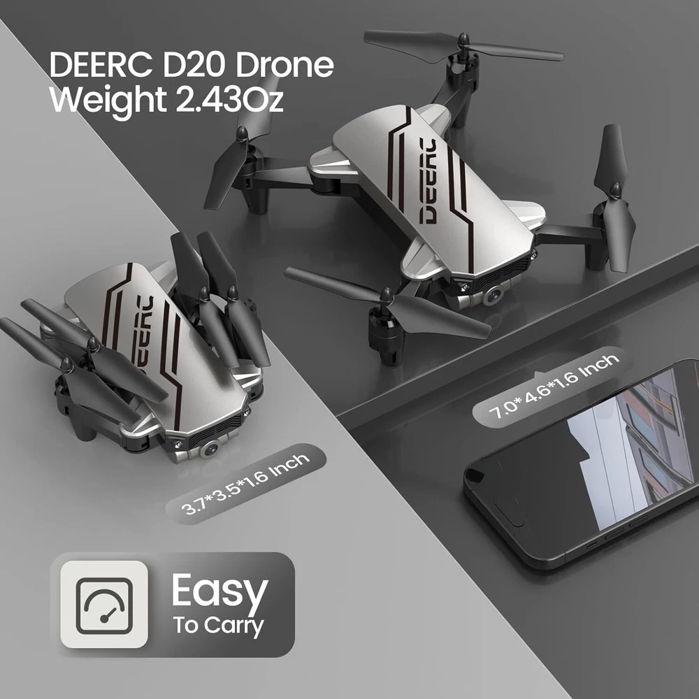 DEERC D20/D96 Mini RC Drone HD FPV Camera Foldable RC Quadcopter for Kids Gift 。