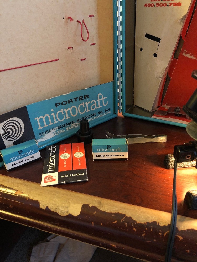 VINTAGE 1950s PORTER MICROCRAFT STUDENT RESEARCH MICROSCOPE LAB KIT SET NO. 264