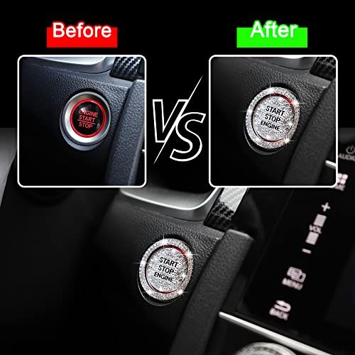 Bling Car Engine Start Button Cover Diamond Crystal Push Start Ring White