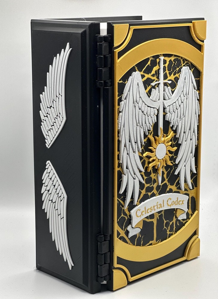 Celestial Codex MTG Deck Box | 3D Printed Spell Book with Dice Storage