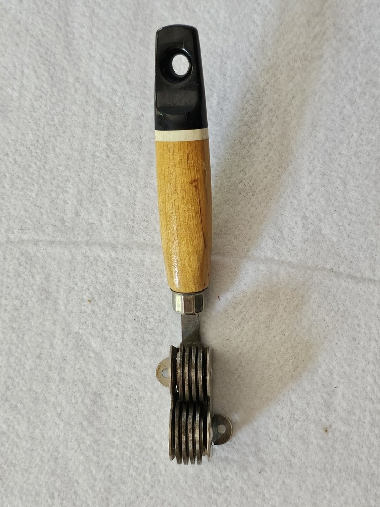 Vintage EKCO Pull Through Knife Sharpener Wood Handle Made USA