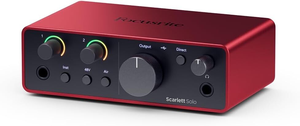 Focusrite Scarlett Solo 4th Gen 2x2 USB Audio Interface Bundle