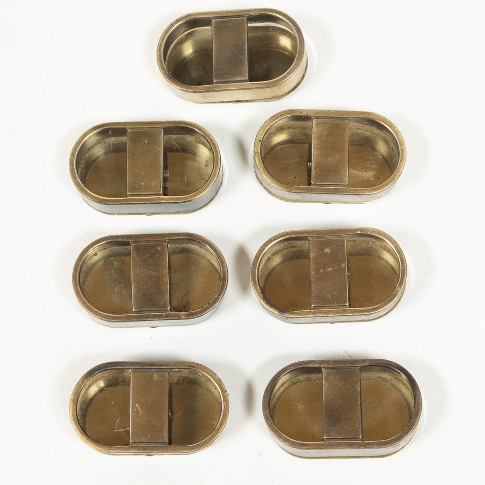 (1) Drexel Passage Drawer Pull Campaign Dresser Flush Brass Fixed Handle