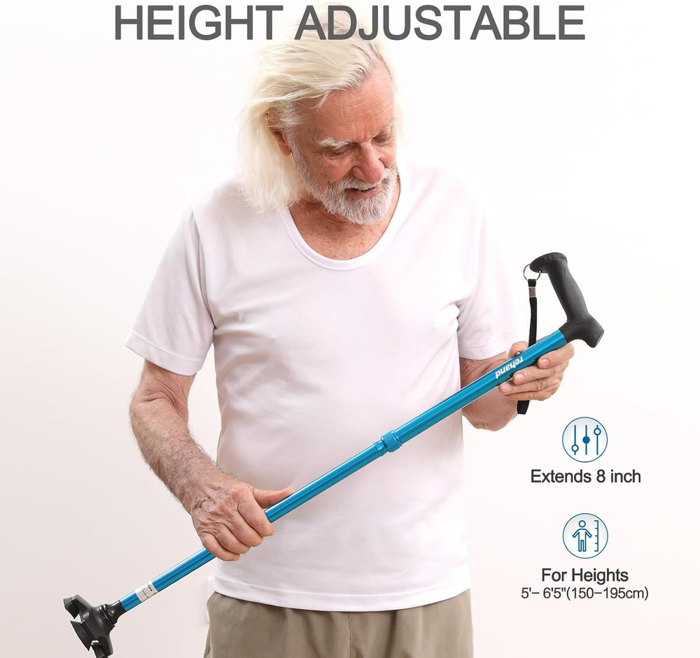 Walking Cane for Men & Women - Foldable, Adjustable, Lightweight, Self Standing