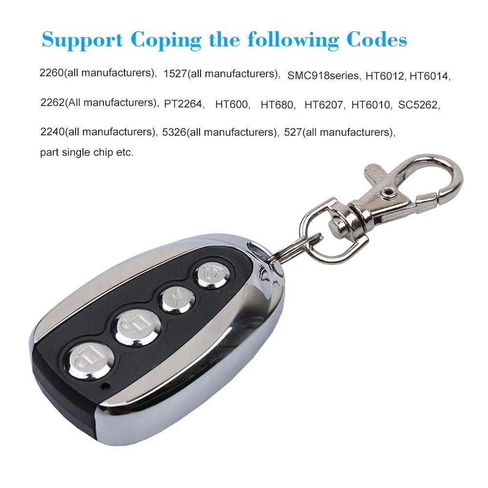 433.92MHZ Remote Control Backup Key Sliding Garage Gate Opener Automatic Cloner