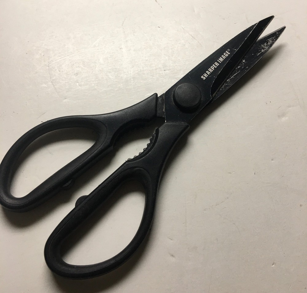 Sharper Image Black Kitchen Scissors Shears With Nut Cracker 8"L x 4.5"W