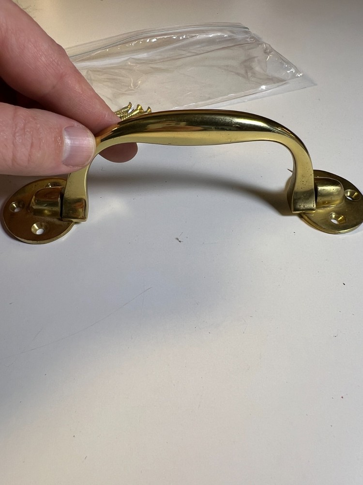 Antique Solid Brass Folding Chest Handle Drop Pull 6.5” Marine Campaign Trunk