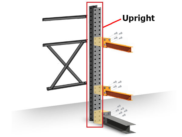 Structural Cantilever Racking Uprights - 12' Heavy Duty Double Sided Upright