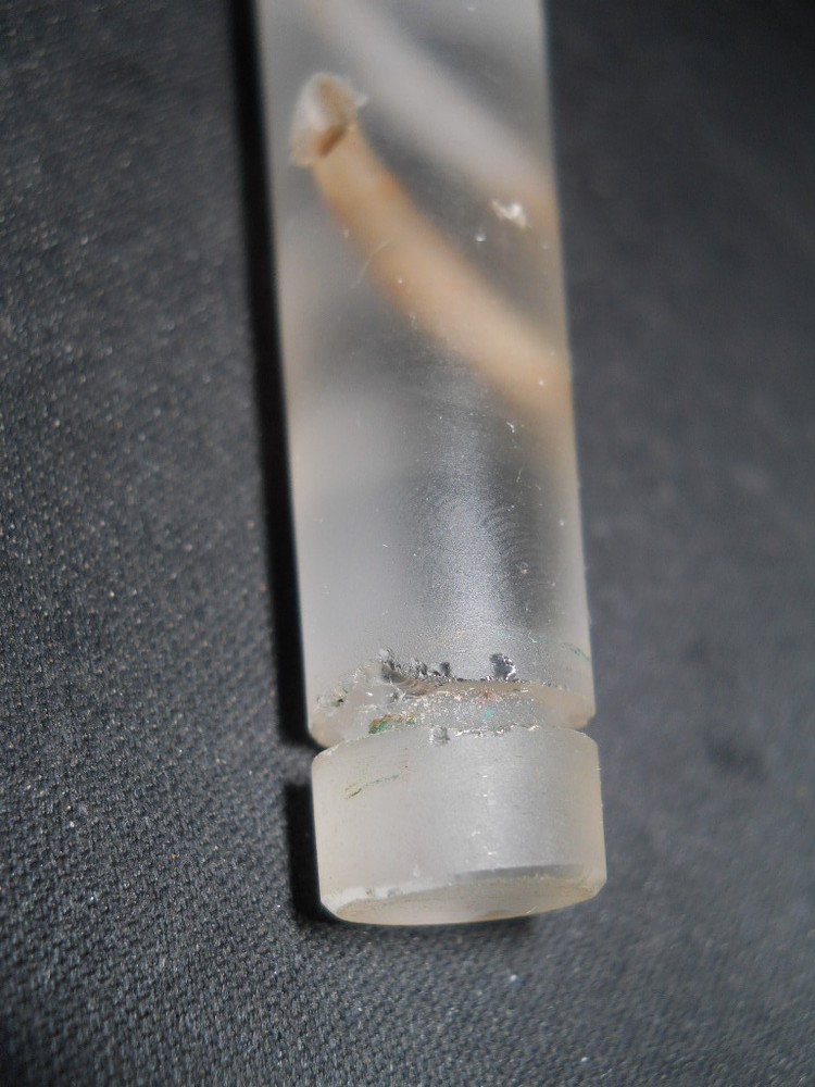 Corning Pyrex Double Diagonal 3mm Bore Solid Glass Stopcock Plug, Chipped