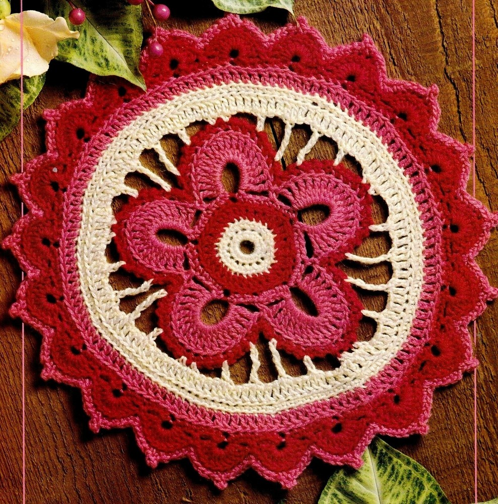 SPRINGTIME Colorful Petals Doily/CROCHET PATTERN INSTRUCTIONS ONLY