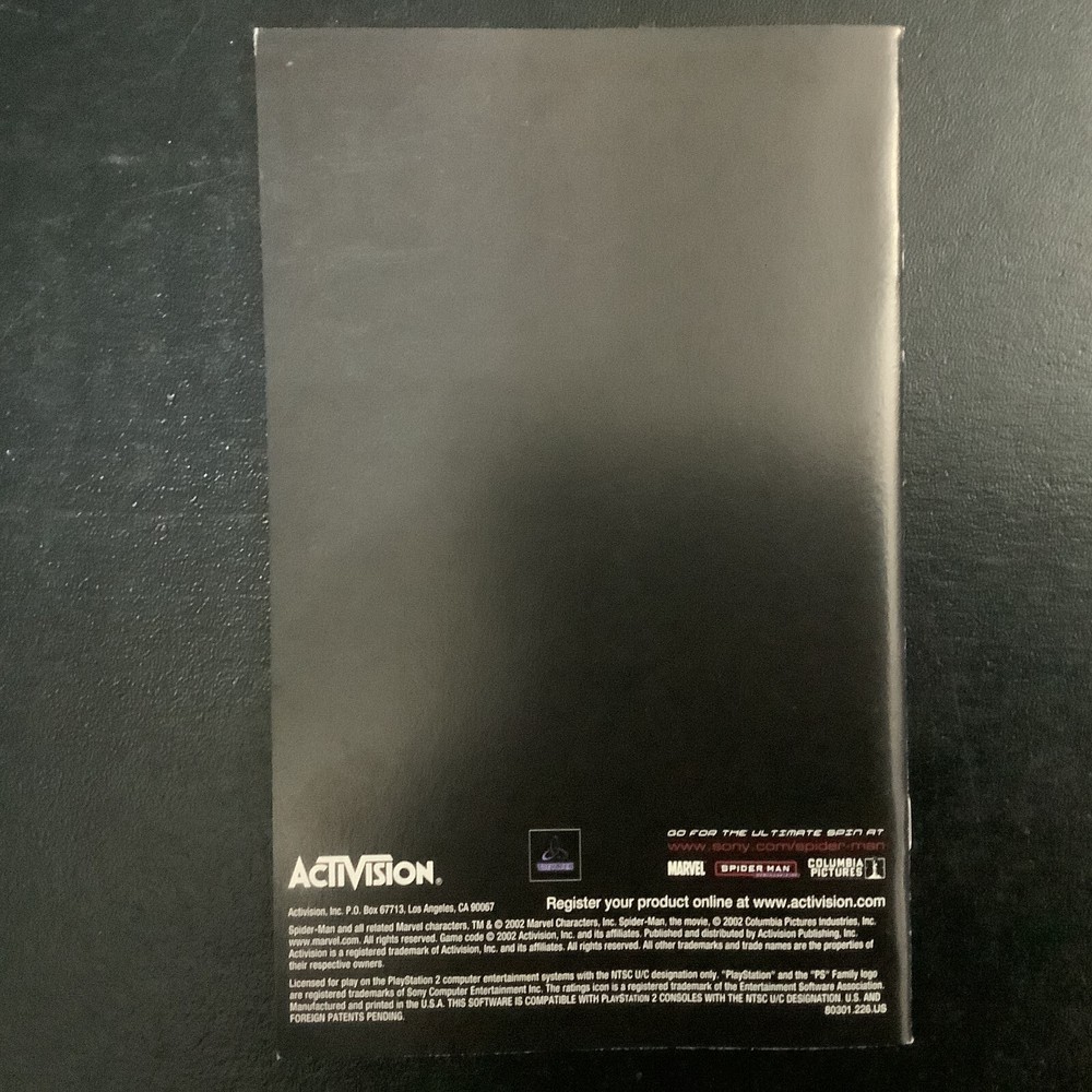 Spider-Man 1 PS2 PlayStation 2 Instruction Manual Only