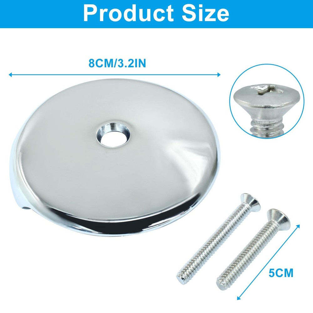 ISDVBUY 1 Pack Chrome Bathtub Drain Overflow Face Plate, Single Hole Silver
