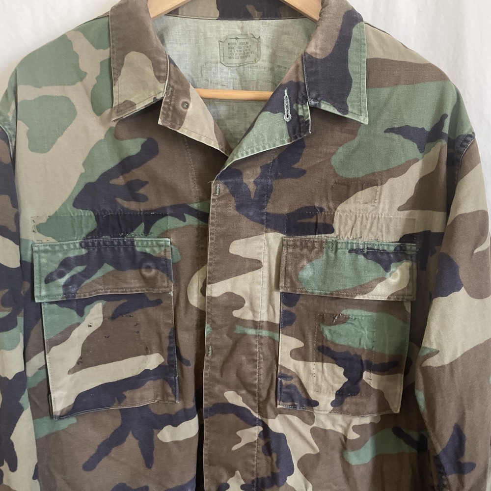 BDU Shirt/Coat Medium Regular Ripstop Woodland Camo Original USGI Button Pockets