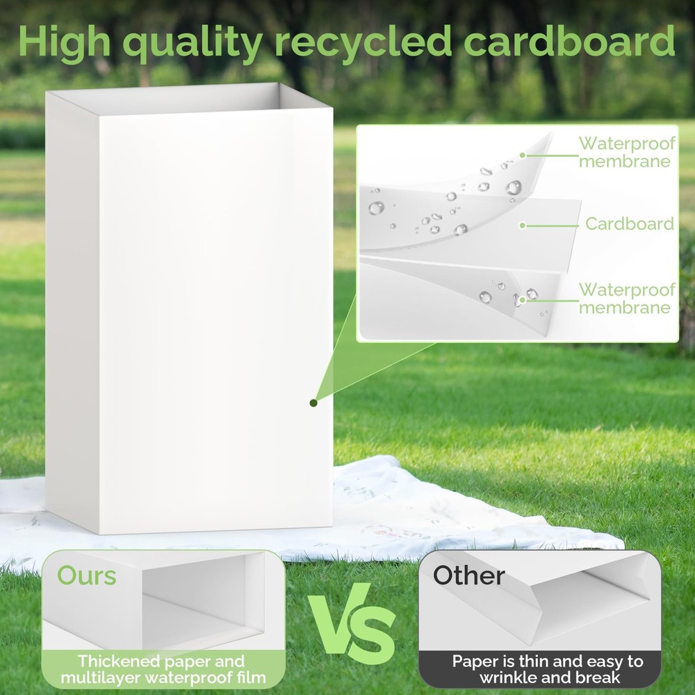 Magicheap 8 Pack Extra Large Disposable Trash Cans, Reusable Large, White