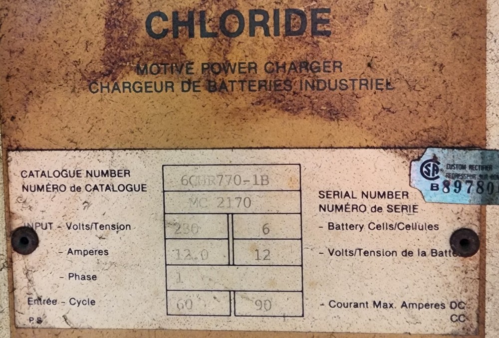 Chloride 6CHR770-1B Battery Charger