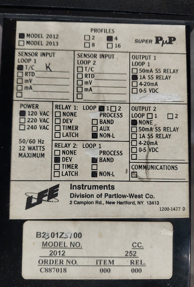 LFE Model 2012 Process Microprocess Controller