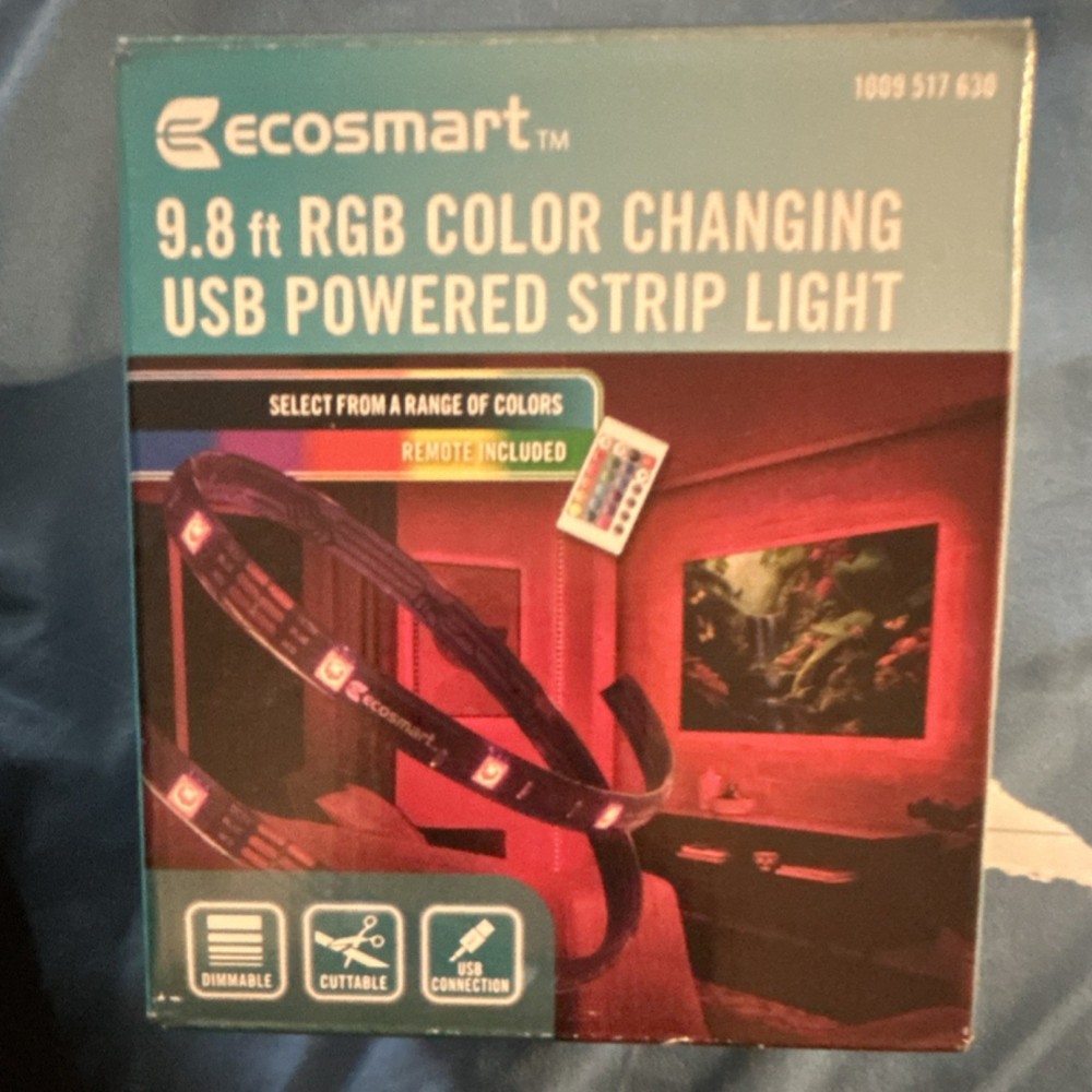 EcoSmart 9.8 ft RGB LED Color Changing USB Powered Light Strip Remote Control