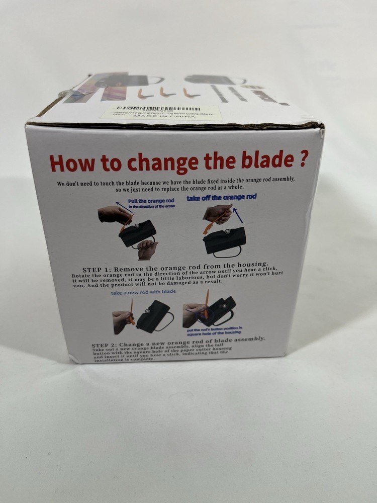 Wrapping Paper Cutter with 3 Replaceable Blade Sets for All Occasion Black