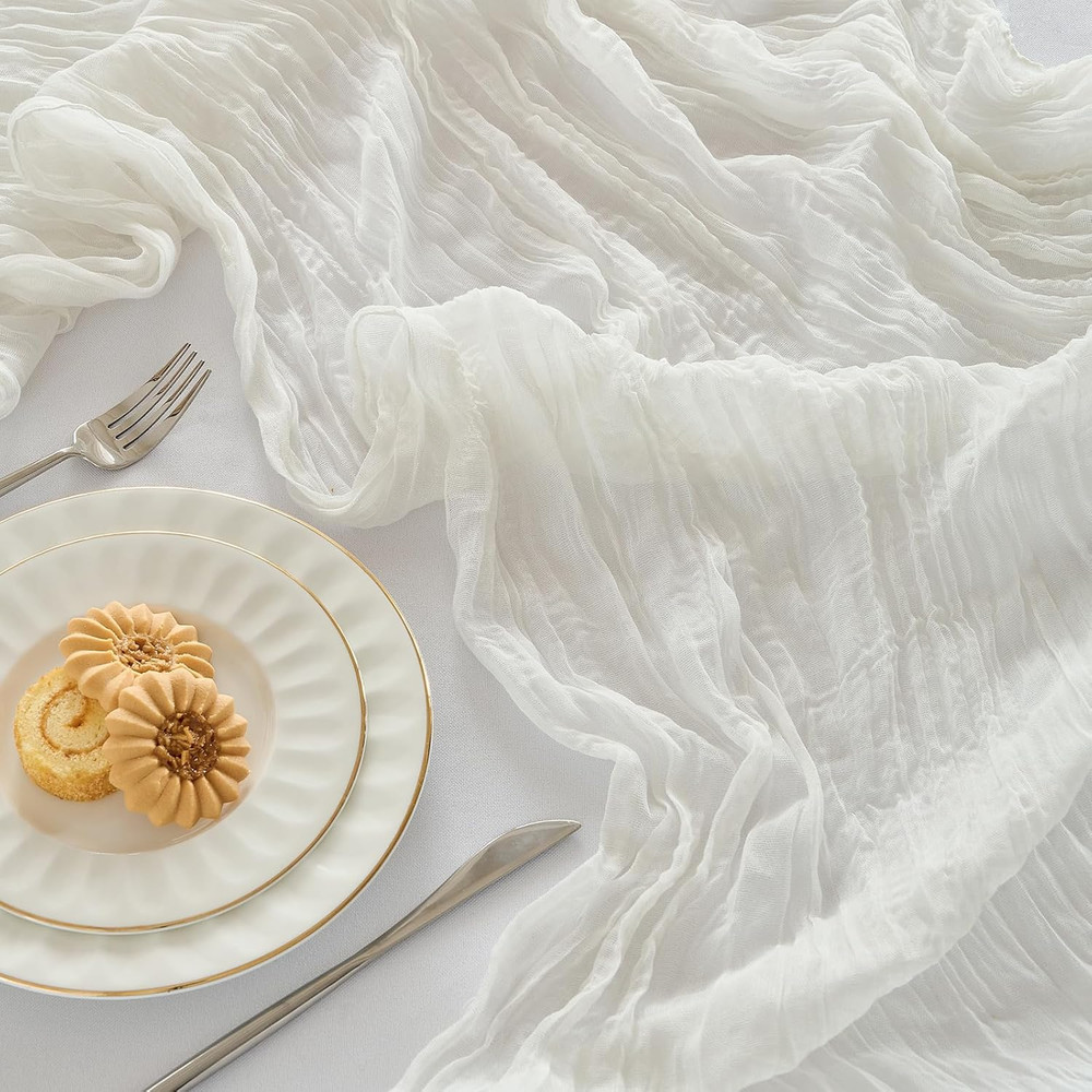 1 Pack Cheesecloth Table Runner -10FT Ivory White Boho Gauze Cheese Cloth Table