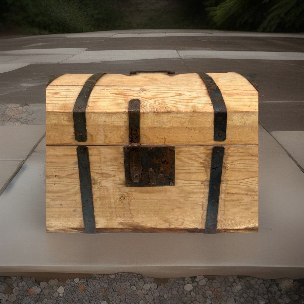 Antique Pine Dome Trunk Chest