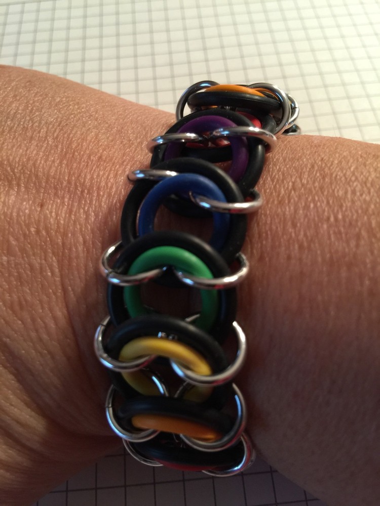 Handmade Rubber O And Jump Ring Pride Bracelet
