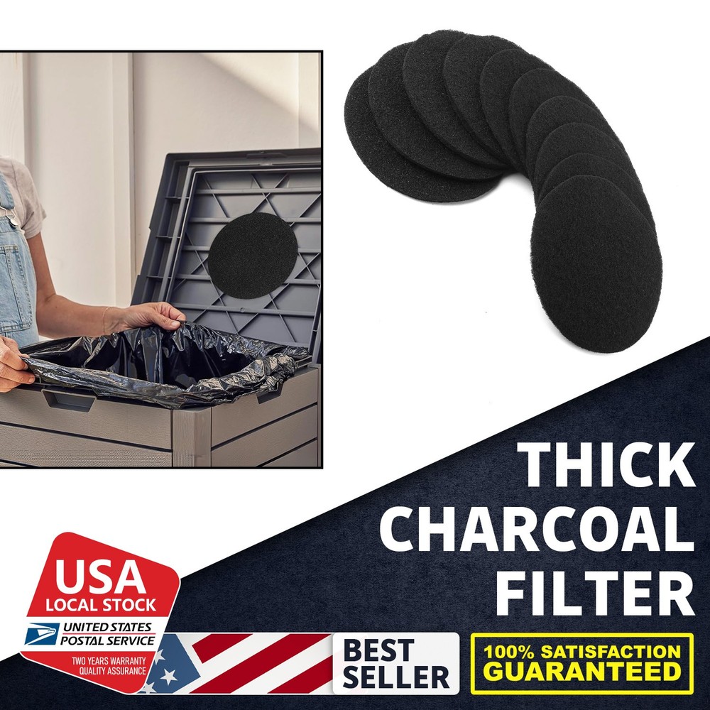 10-Pack Extra Thick Round Trash Filters Charcoal Remove odor Kitchen/Bath Odors