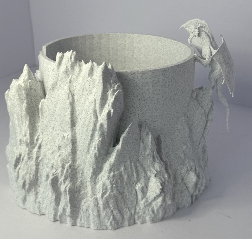 Large Dragon Yarn Bowl 3D Printed PLA Stone