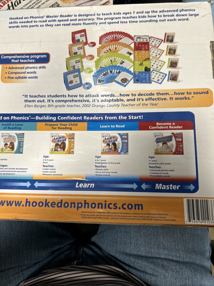 Hooked on Phonics Master Reader 2nd to 6th Grade 7+ Years Old - Complete In Box