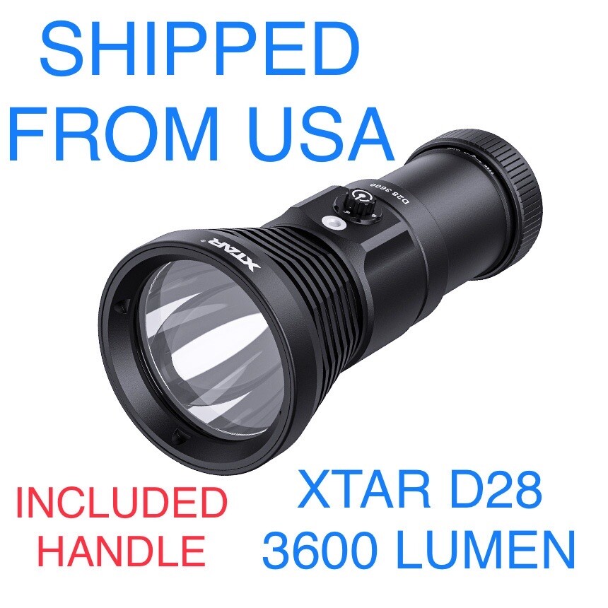 XTAR D28 3600 Lumen Diving Flashlight FULL SET + HANDLE + GREASE - 2023 MODEL