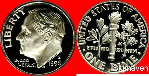 1998 S Clad Roosevelt Dime Gem Proof