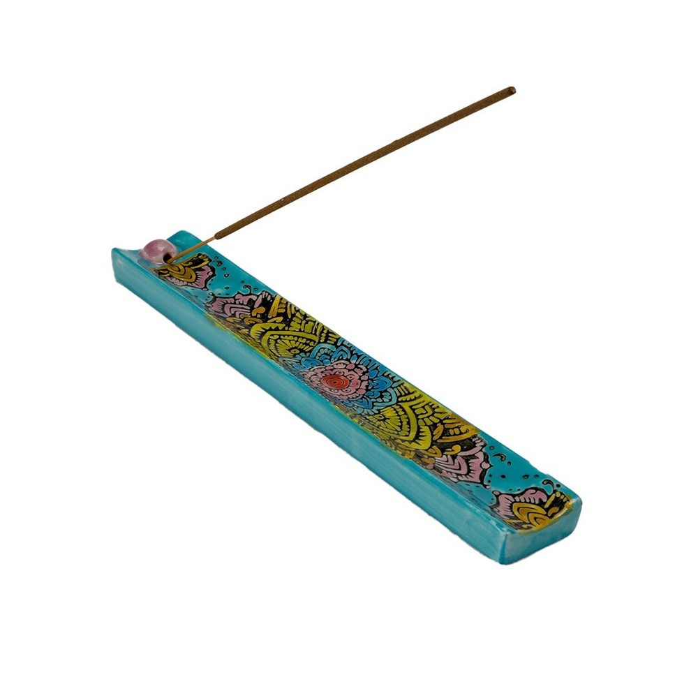 PT Pacific Giftware Colorful Blue Mandala Ceramic Incense Burner Holder