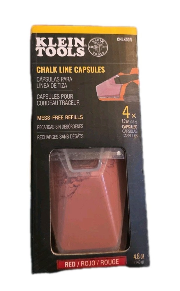 Klein Tools CHLK00R Chalk Line Capsules, Red, 4-Pack (G1
