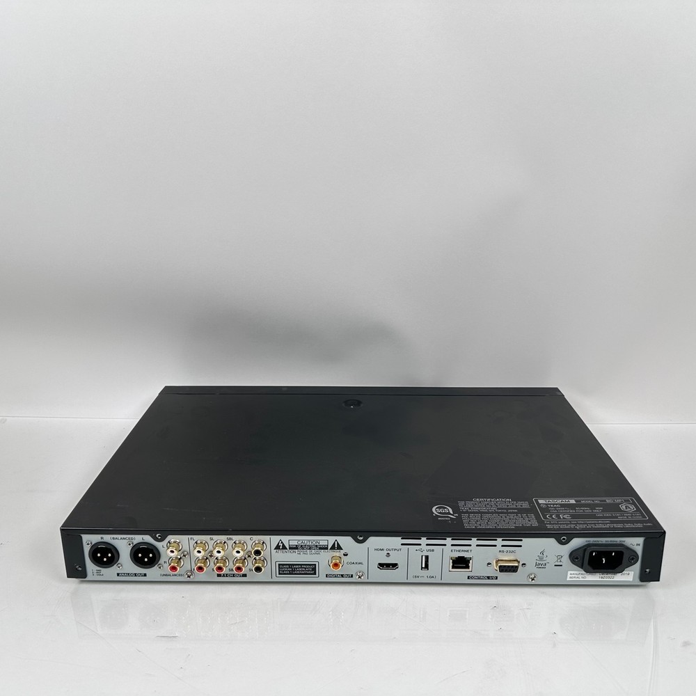 Tascam BD-MP1 Professional-Grade Blu-Ray Player SD/USB Playback; AS-IS