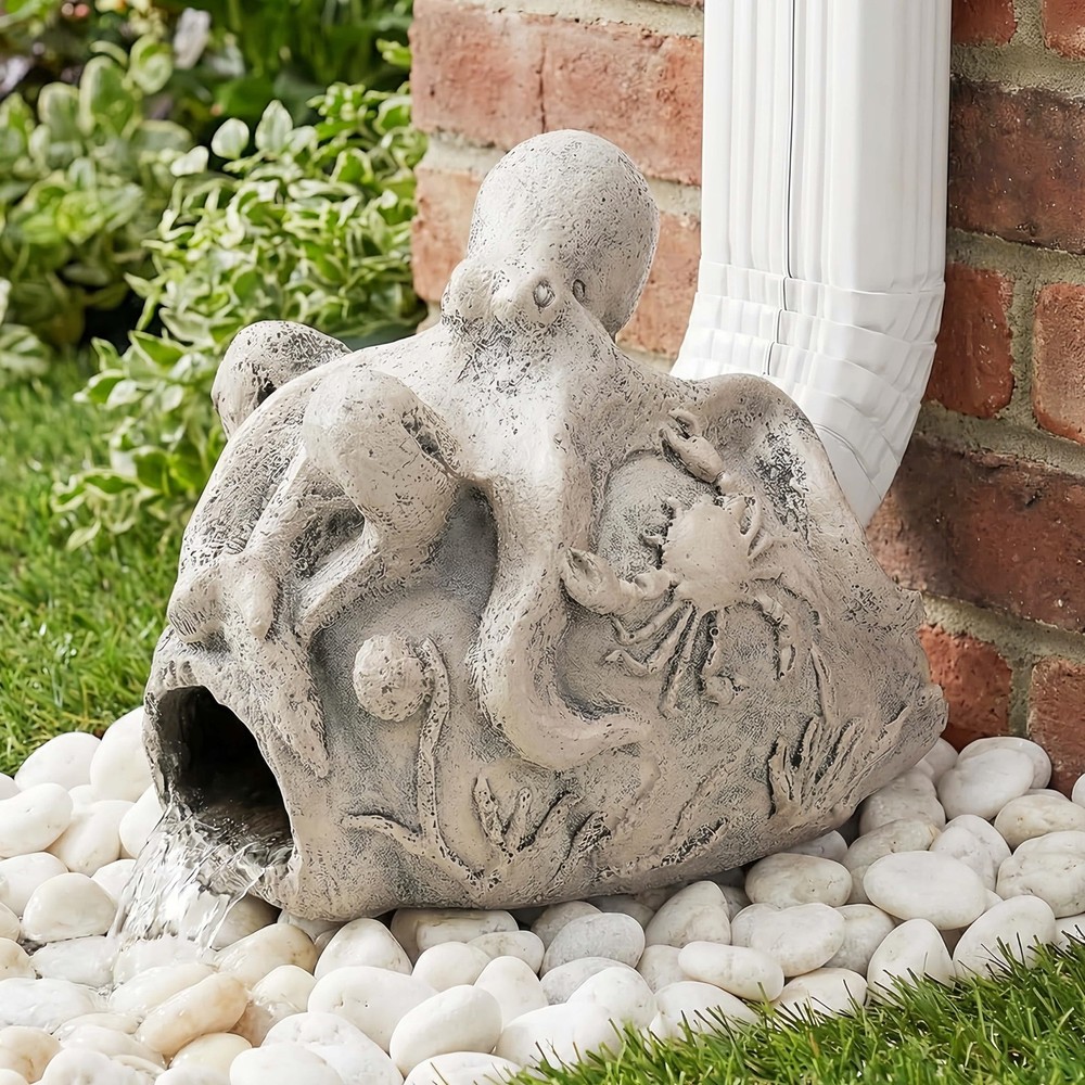 Octopus Gutter Diverter, Rain Gutter Extender, Eco-Friendly Resin Sculpture