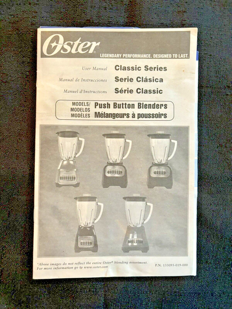 Oster User Manual for Classic Series Push Button Blenders