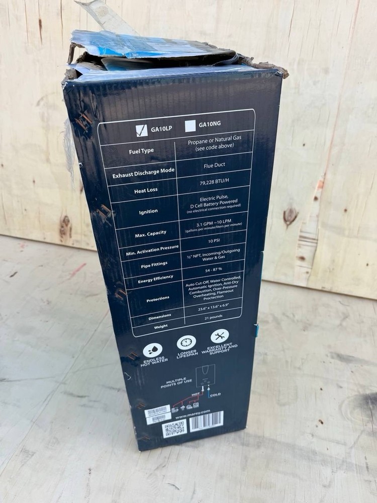 Marey 10L Tankless Gas Water Heater – Open Box (New)