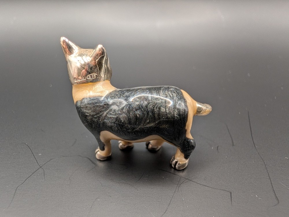 Saturno Sterling Silver and Enamel Black & White Cat - "Medium"