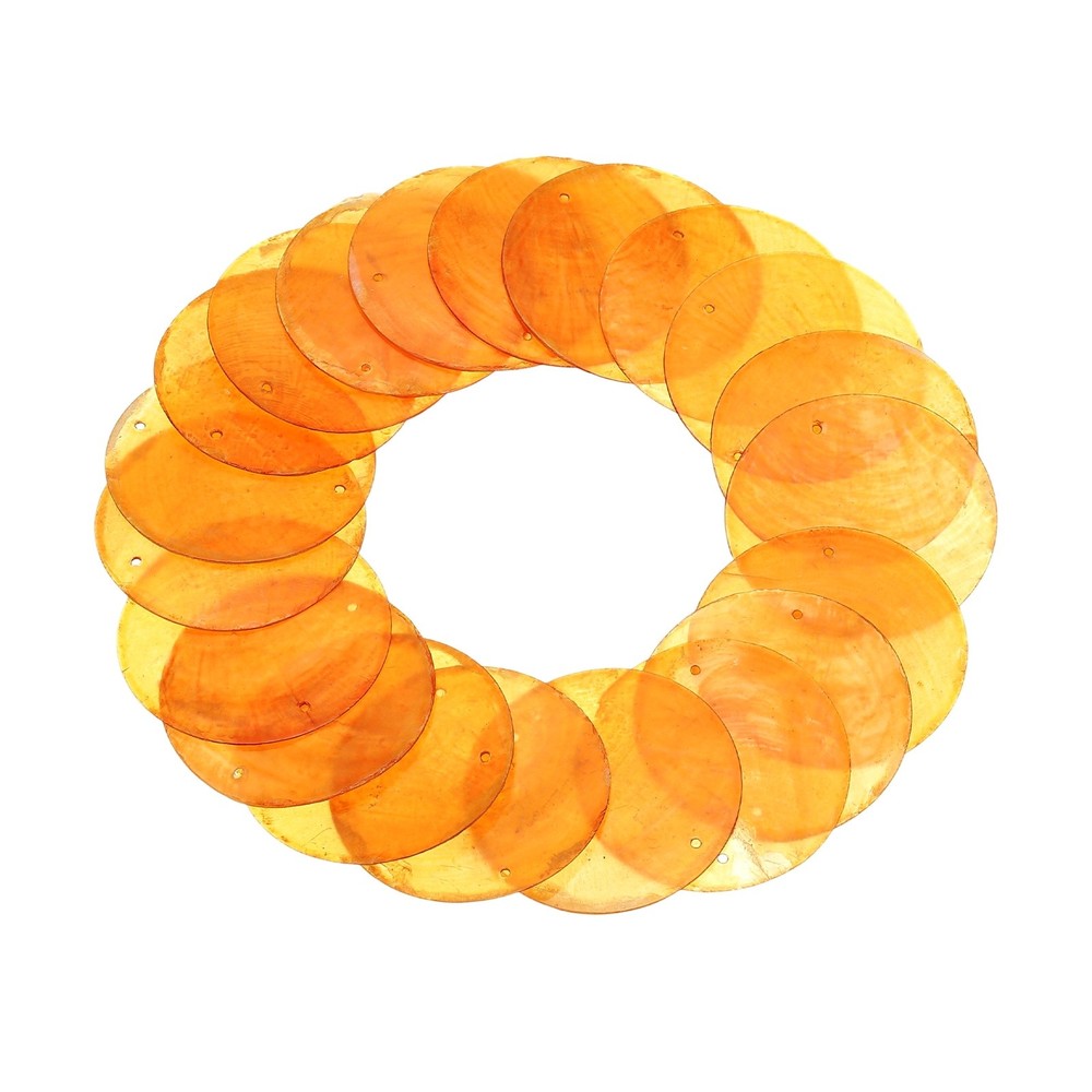 20Pcs Capiz Shells 2" Round Natural Shells with 2 Holes, Orange