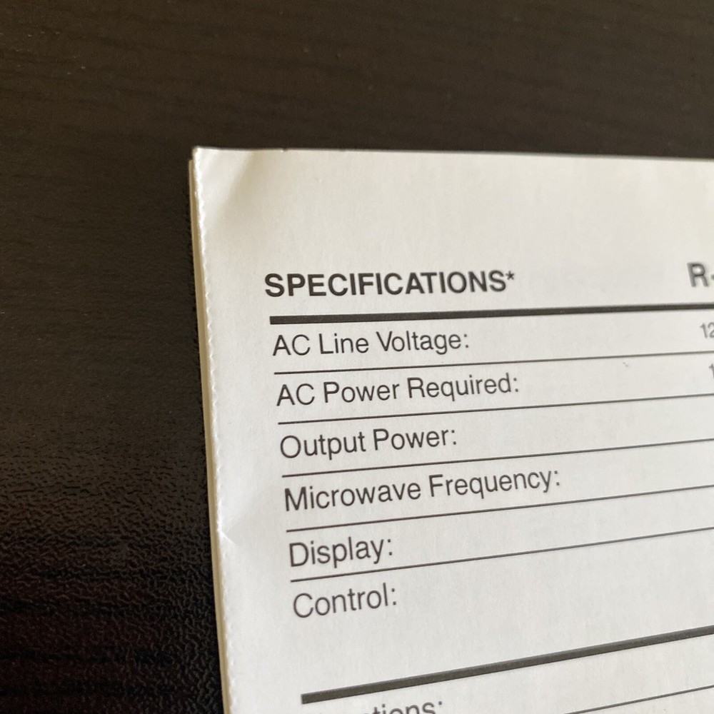 Vintage Sharp Microwave Ad Pamphlet Specifications Electronics