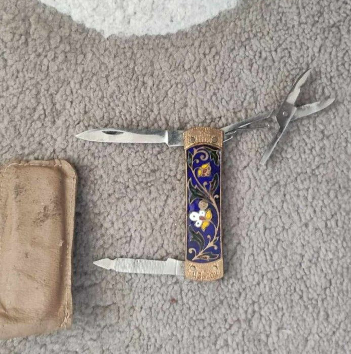 Folding pen knife, vintage USSR enamel