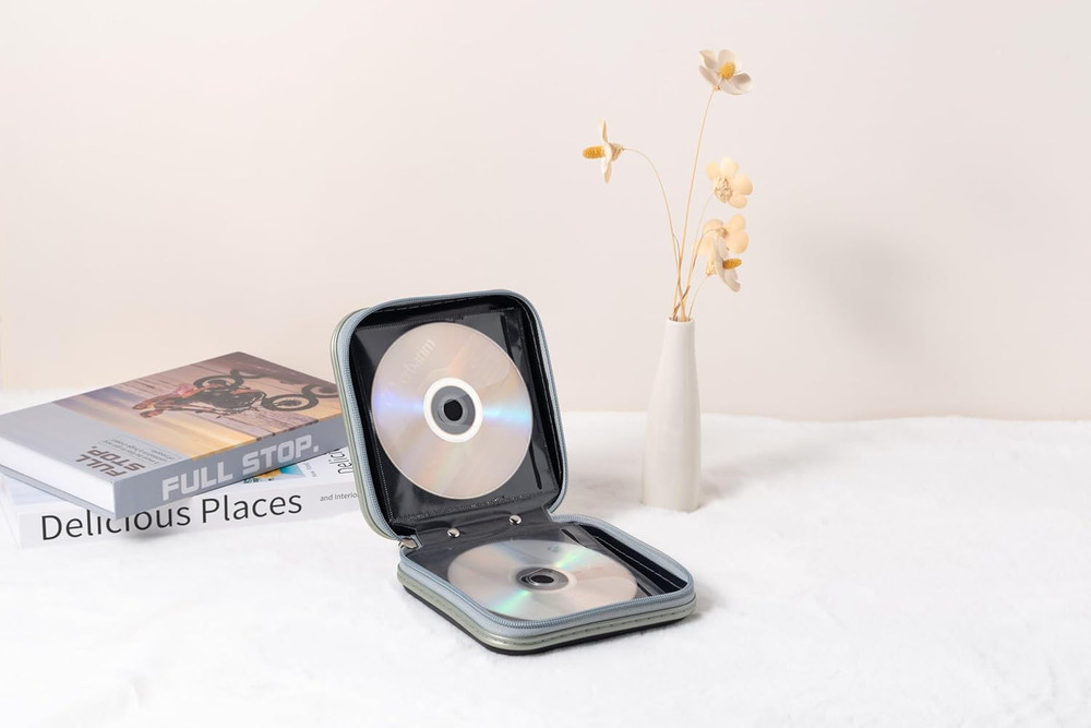 Sturdy CD Case, Hard Plastic CD Holder within Compact 32 CD Sleeves, 32 DVD S...