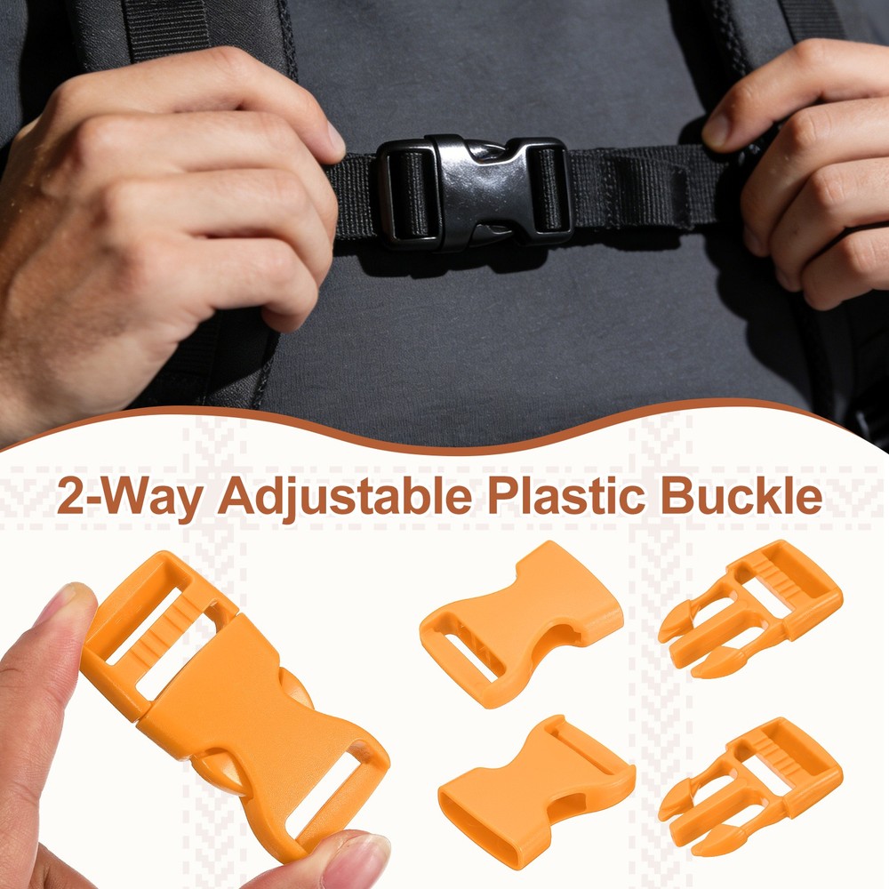 4 Pack Quick Side Release Buckle, 1" Plastic Buckle Clip, Orange