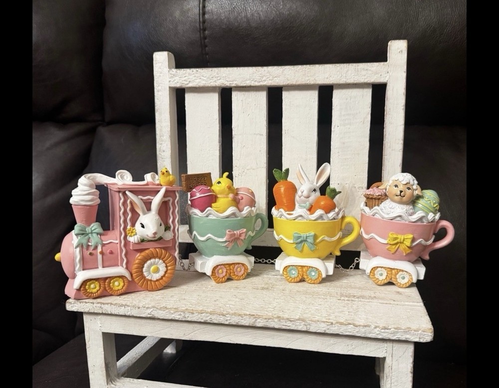 Adorable Pastel Easter Teacup Train With Bows