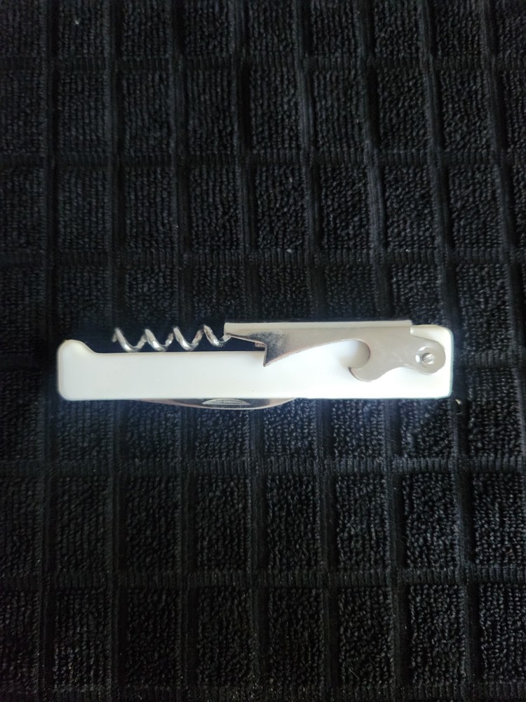 Waiter Corkscrew • Bottle Opener • Knife Combo • White Plastic