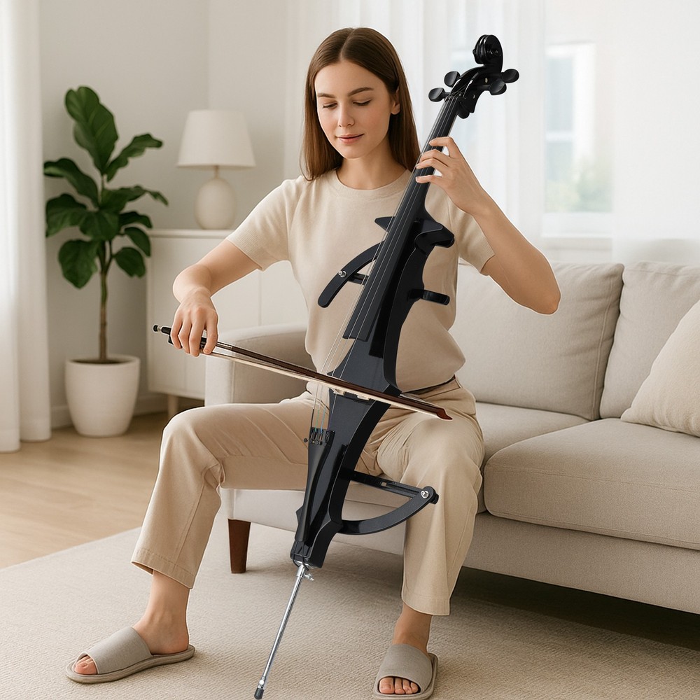 4/4 Full Size Electric Style Cello Bag Bow Rosin for Beginner Advanced Learner