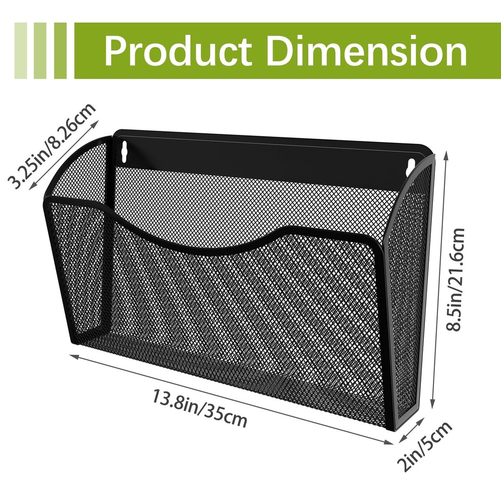 EasyPAG 3 Pocket Mesh Wall File Organizer Black